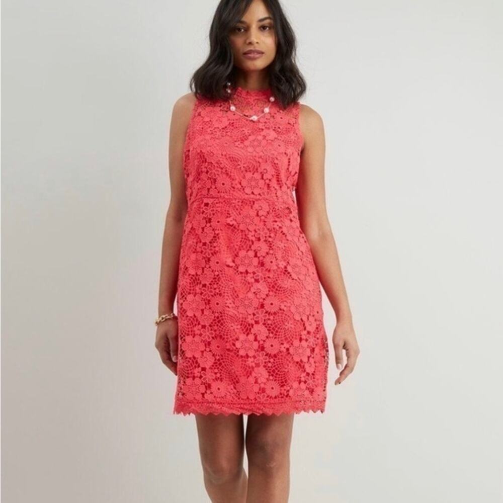 Kate Spade Pink Peach Sherbet Floral Lace Business Wedding Cute Feminine Dress 2
